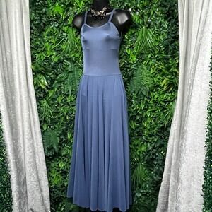Weissman Womens Small Blue Sleeveless Maxi Dress Leotard Dance Formal Swim 3022